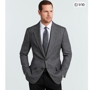 NORDSTROM | Men's Houndstooth Suit Jacket Wool Silk Blend  EUC | Size 42 Regular